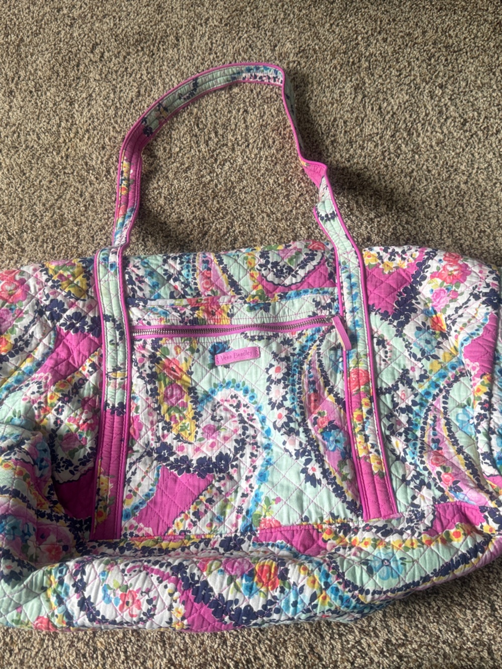 Vera Bradley Quilted Paisley Tote in Pink and Aqua